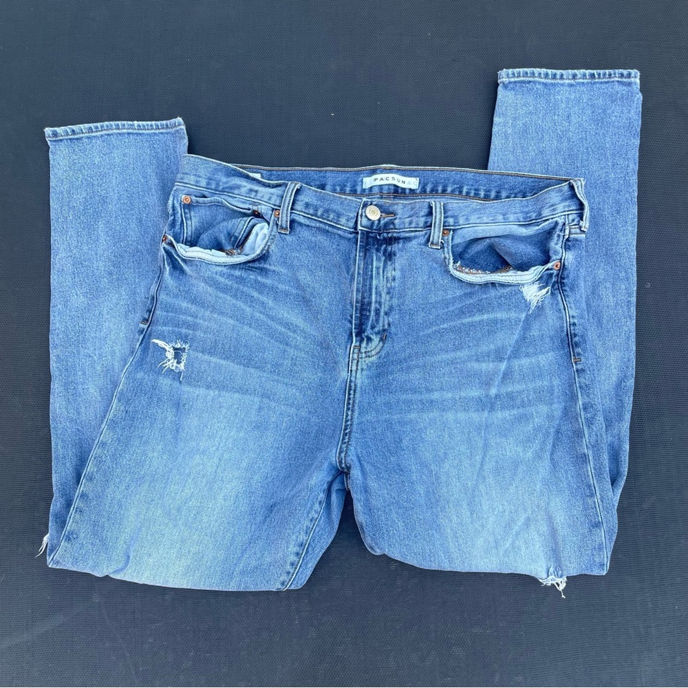 Men’s Blue Distressed PacSun Slim Taper Jeans